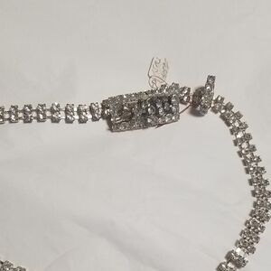 BLING BELT 36" X 3/8"  With Buckle, Two Rows Cz's, Perfect Condition.  EUC